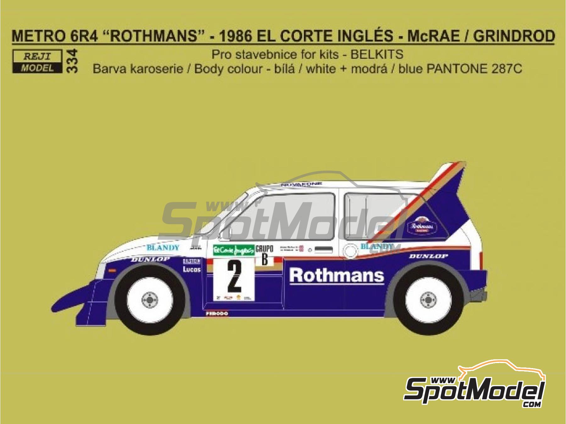 Reji Model 334: Marking / livery 1/24 scale - MG Metro 6R4